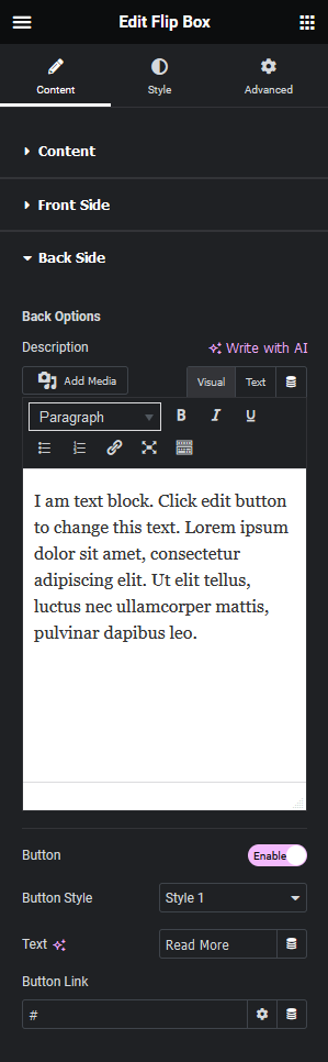 Flip box back side how to add a flip box in elementor? From the plus addons for elementor