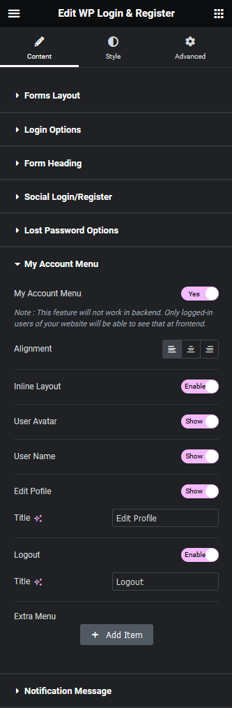 Image 2 how to create a login & register form in elementor? From the plus addons for elementor
