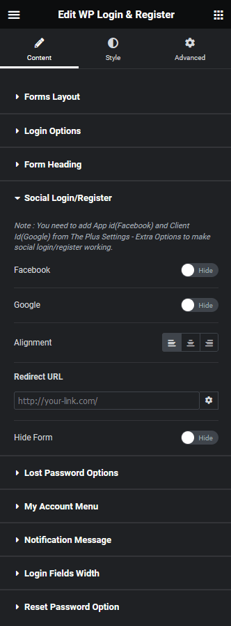 Image 7 how to create a login & register form in elementor? From the plus addons for elementor