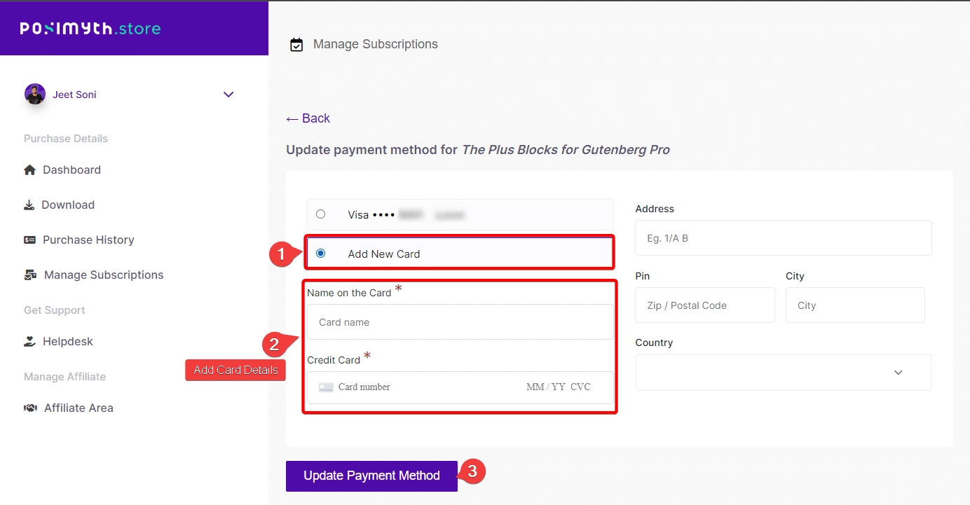 Posimyth update card details 2 1 how to update your payment method? From the plus addons for elementor