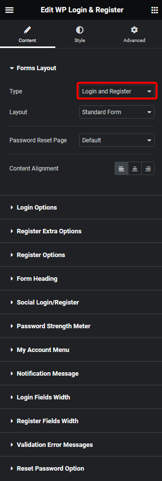 Wp login register form type login register 2 how to create a login & register form in elementor? From the plus addons for elementor