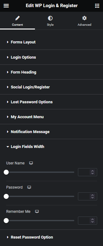 Wp login register login field width how to create a login & register form in elementor? From the plus addons for elementor