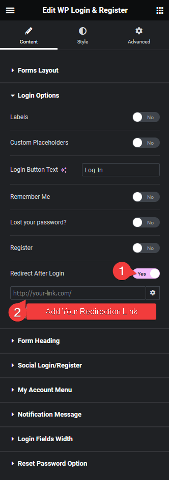 Wp login register redirect after login how to redirect after login in elementor login form? From the plus addons for elementor