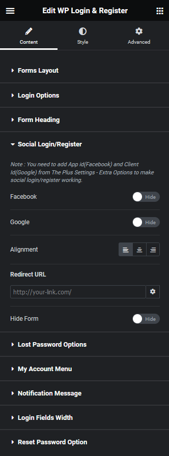 Wp login register social login register login how to create a login & register form in elementor? From the plus addons for elementor