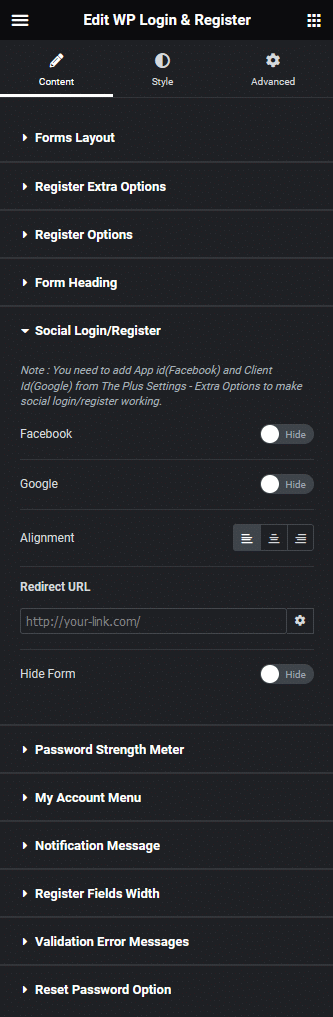 Wp login register social login register how to create a login & register form in elementor? From the plus addons for elementor