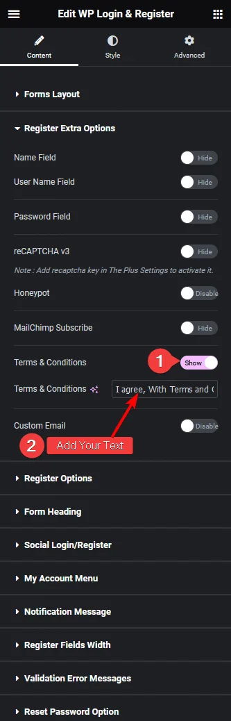 Wp login register terms conditions how to make user registration gdpr compliant in wordpress with elementor? From the plus addons for elementor