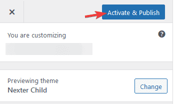 Activate and publish child theme