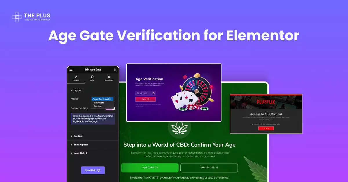 Age gate feature image elementor age gate verification widget [yes/no, birthdate] from the plus addons for elementor