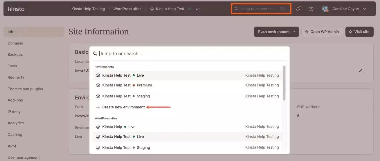 Create new environment option how to check & update php in wordpress [step-by-step guide] from the plus addons for elementor