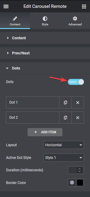 Social feed dots toggle button how to connect social feed carousel with remote carousel? From the plus addons for elementor