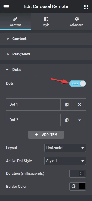 Social feed dots toggle button how to connect social feed carousel with remote carousel? From the plus addons for elementor