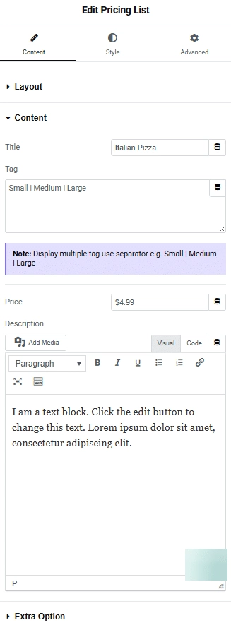 Tpae pricing list content how to add a pricing list in elementor? From the plus addons for elementor