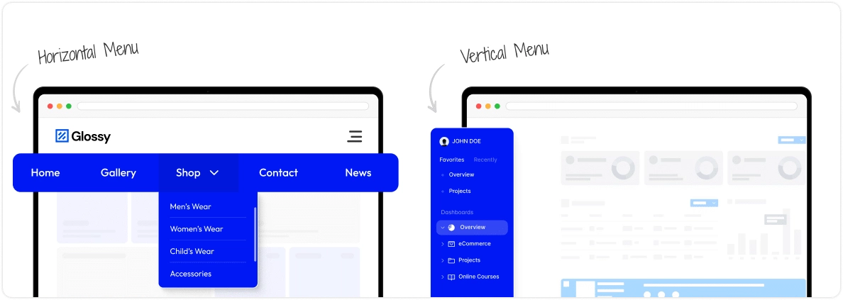 dropdown navigation menu | The Plus Addons for Elementor Dropdown navigation menu header builder for elementor from the plus addons for elementor