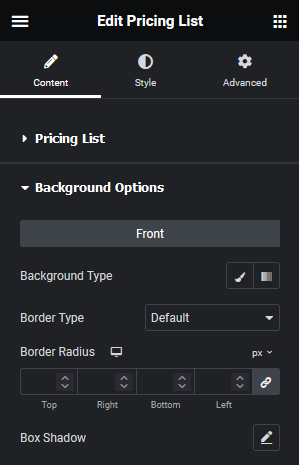 Pricing list modern background options how to add a pricing list in elementor? From the plus addons for elementor