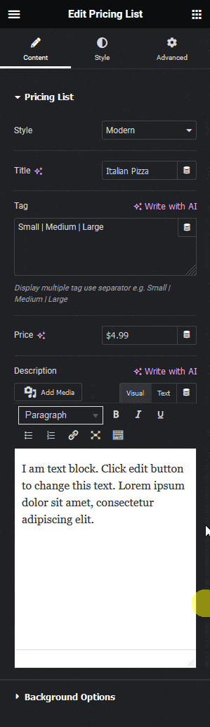 Pricing list modern how to add a pricing list in elementor? From the plus addons for elementor