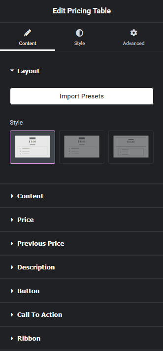 Pricing table layout new how to add a pricing table in elementor? From the plus addons for elementor