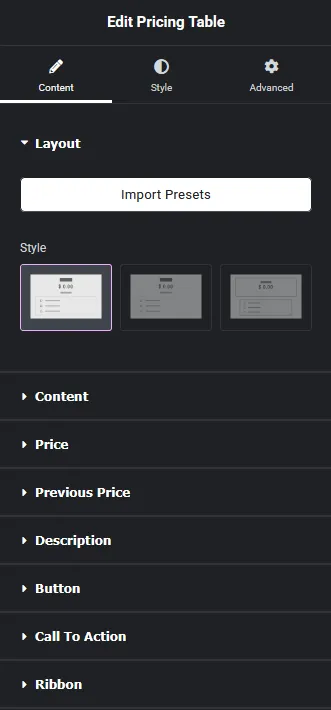 Pricing table layout new how to add a pricing table in elementor? From the plus addons for elementor