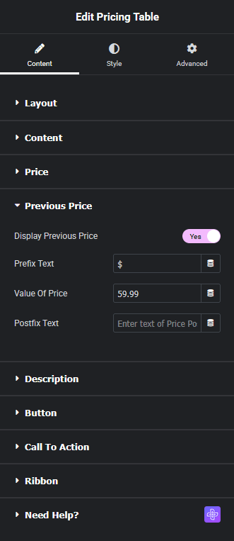 Pricing table previous price new how to add a pricing table in elementor? From the plus addons for elementor