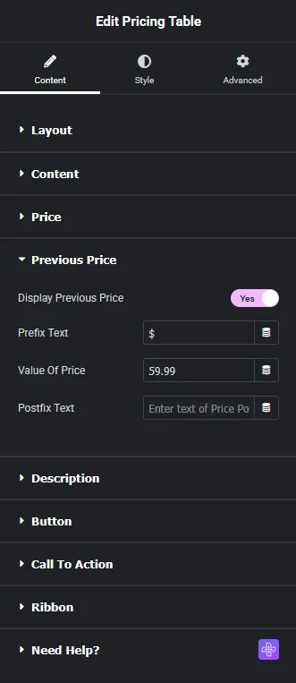 Pricing table previous price new how to add a pricing table in elementor? From the plus addons for elementor