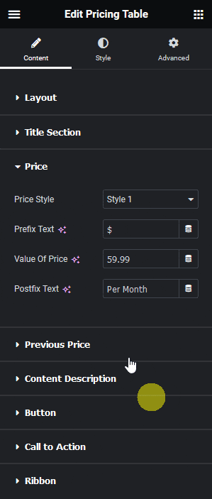 Pricing table price how to add a pricing table in elementor? From the plus addons for elementor