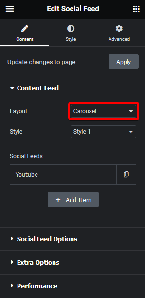 Social feed carousel 1 social feed elementor widget: settings overview from the plus addons for elementor