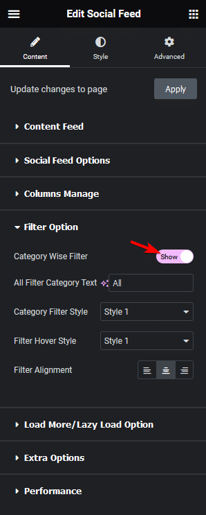 Social feed category filter how to add a filter to a multi-social media wall feed in elementor? From the plus addons for elementor