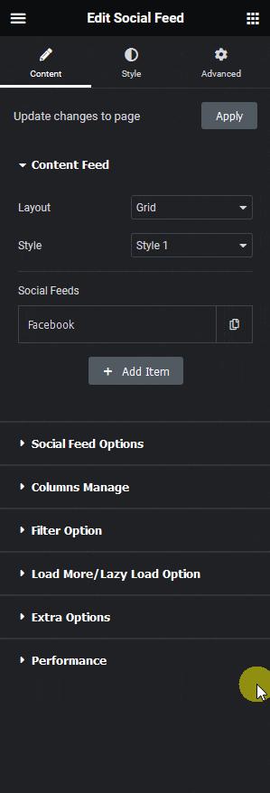 Social feed content social feed elementor widget: settings overview from the plus addons for elementor