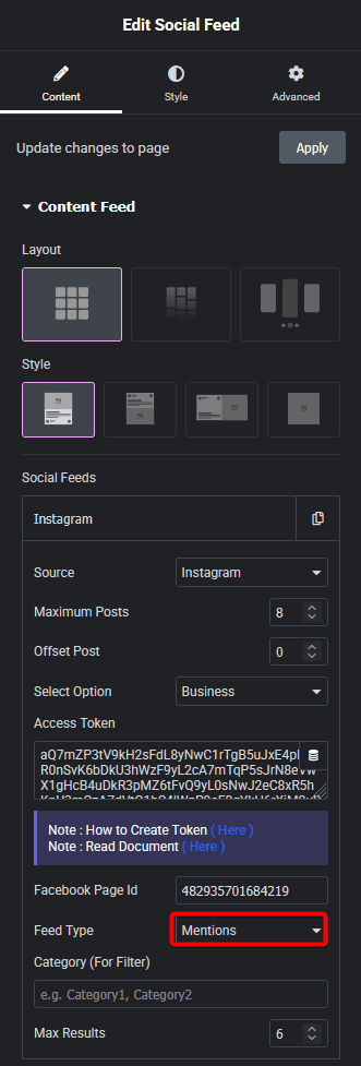 social feed instagram mentions new 1 How to Add Live Instagram Feed in Elementor? (Personal & Business) from The Plus Addons for Elementor