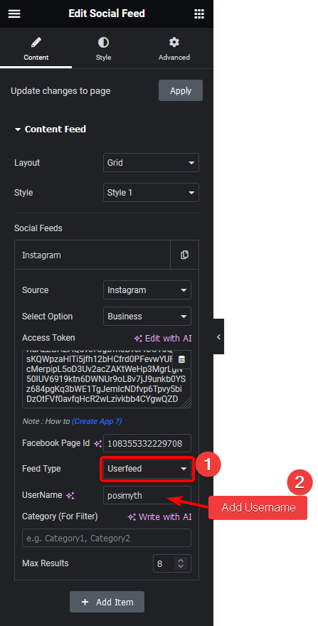 Social feed instagram userfeed how to add live instagram feed in elementor? (personal & business) from the plus addons for elementor