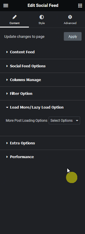 Social feed load more lazy load option 1 social feed elementor widget: settings overview from the plus addons for elementor