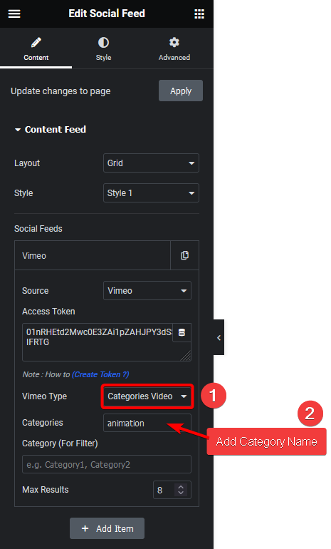 Social feed vimeo categories video how to add vimeo channel feed in elementor? From the plus addons for elementor
