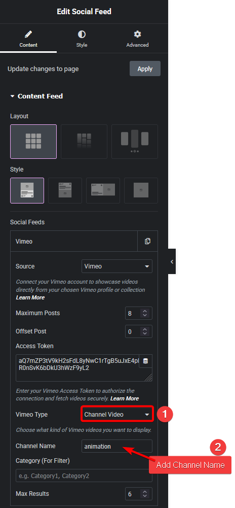 Social feed vimeo channel video new how to add vimeo channel feed in elementor? From the plus addons for elementor