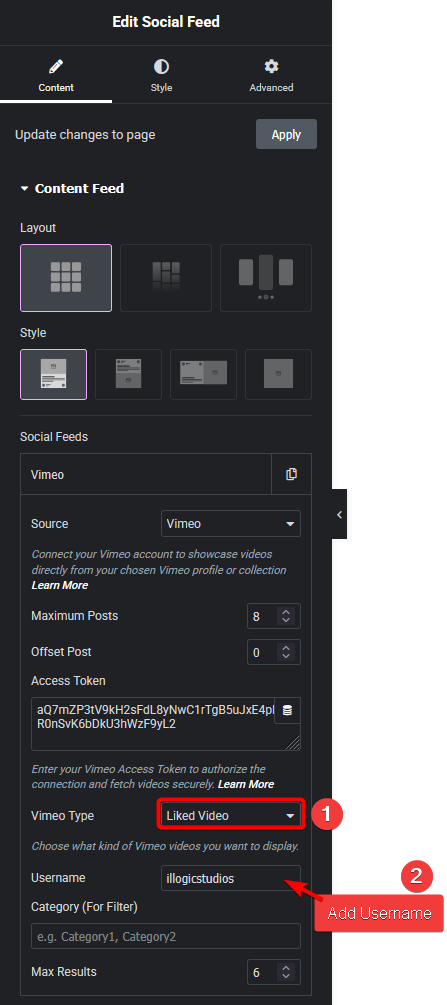 Social feed vimeo liked video new how to add vimeo channel feed in elementor? From the plus addons for elementor