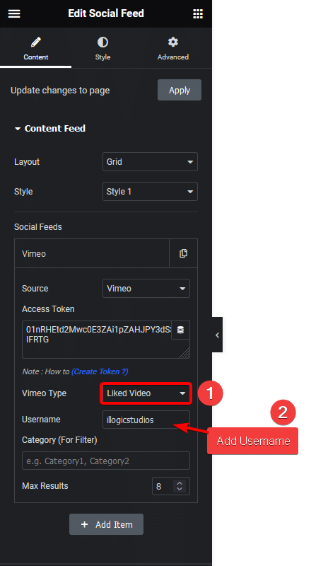 Social feed vimeo liked video how to add vimeo channel feed in elementor? From the plus addons for elementor