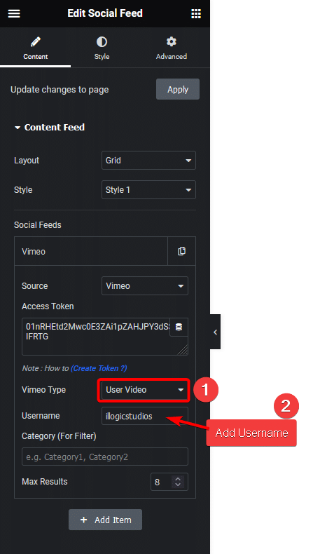 Social feed vimeo user video how to add vimeo channel feed in elementor? From the plus addons for elementor