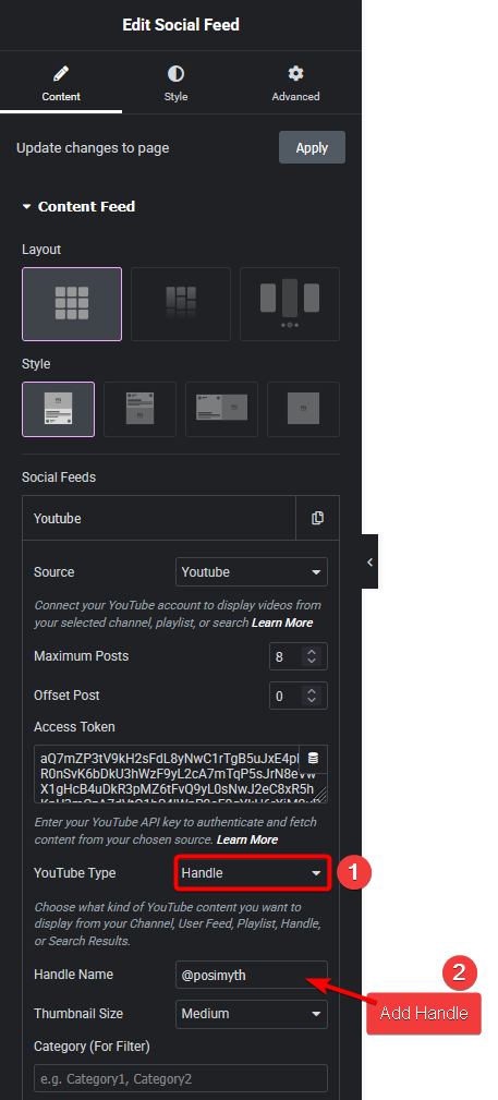 Social feed youtube handle new how to add live youtube video feed in elementor? From the plus addons for elementor