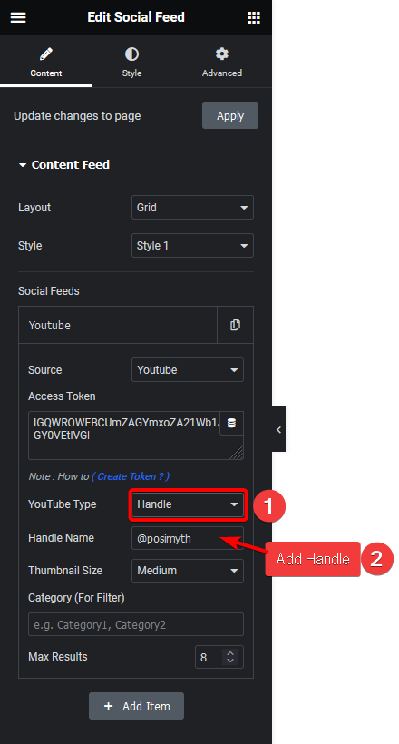 Social feed youtube handle how to add live youtube video feed in elementor? From the plus addons for elementor