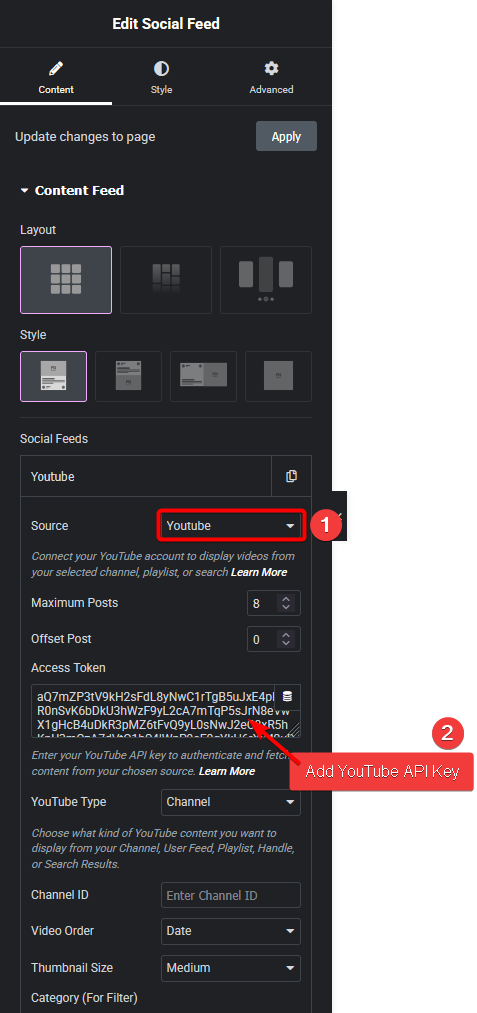 Social feed youtube new how to add live youtube video feed in elementor? From the plus addons for elementor