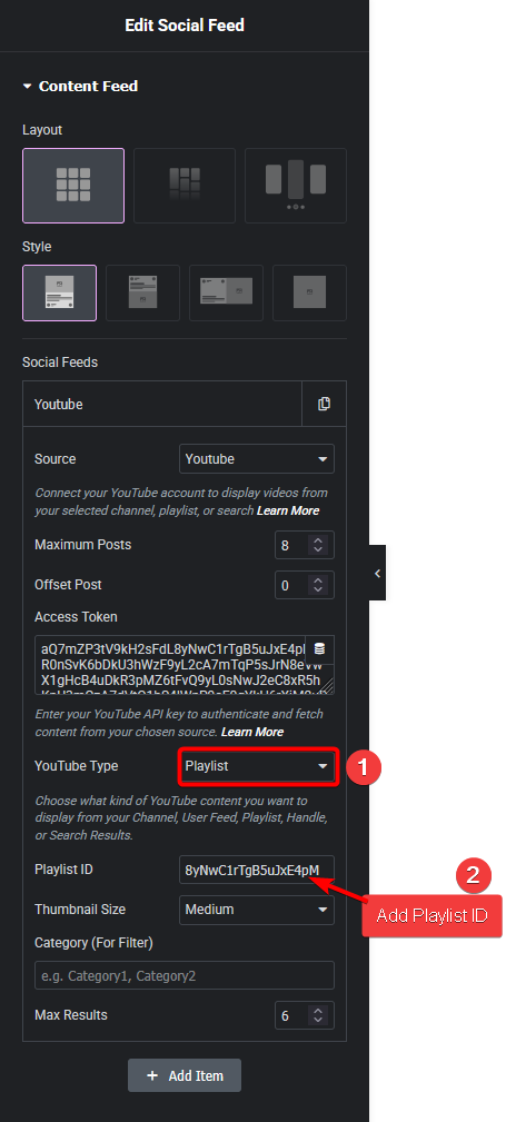 Social feed youtube playlist new how to add live youtube video feed in elementor? From the plus addons for elementor