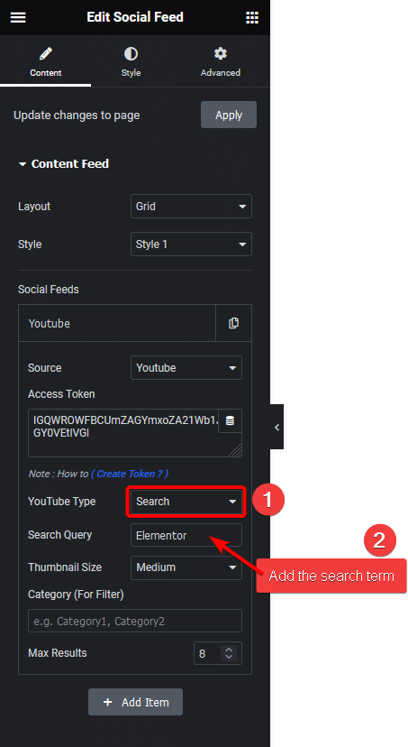 Social feed youtube search how to add live youtube video feed in elementor? From the plus addons for elementor