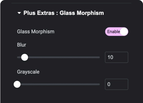 Adjust blur grayscale for glassmorphism elementor glassmorphism from the plus addons for elementor