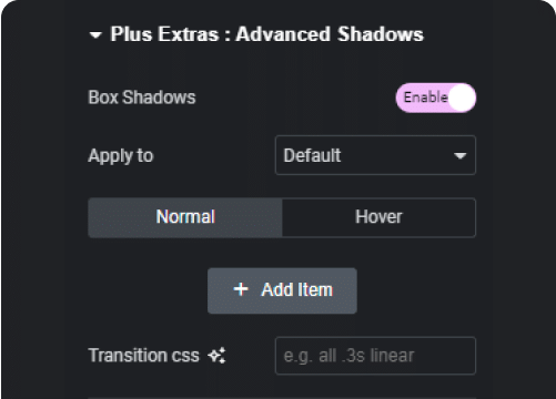 Box shadow controls neumorphism from the plus addons for elementor