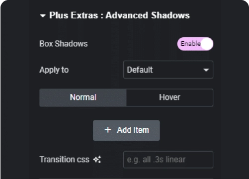 Box shadow controls neumorphism from the plus addons for elementor