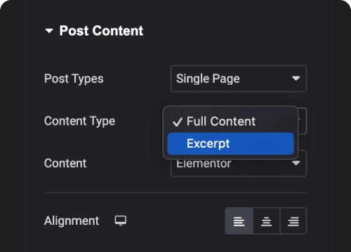 Choose from full content or blog post content for elementor from the plus addons for elementor