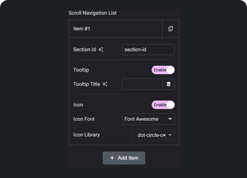 Connect navigation with css id elementor one page scroll navigation from the plus addons for elementor