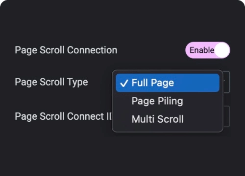 Connect with page scroll widget elementor one page scroll navigation from the plus addons for elementor
