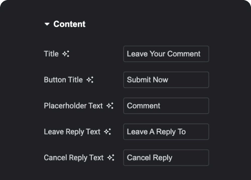 Customize comment forms label blog post comment form for elementor from the plus addons for elementor