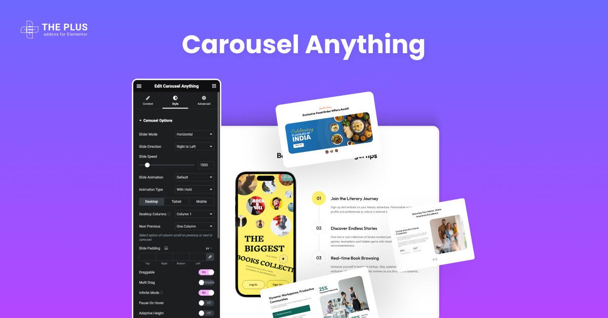 Feature carousel anythng  advanced carousel slider for elementor [carousel anything] from the plus addons for elementor