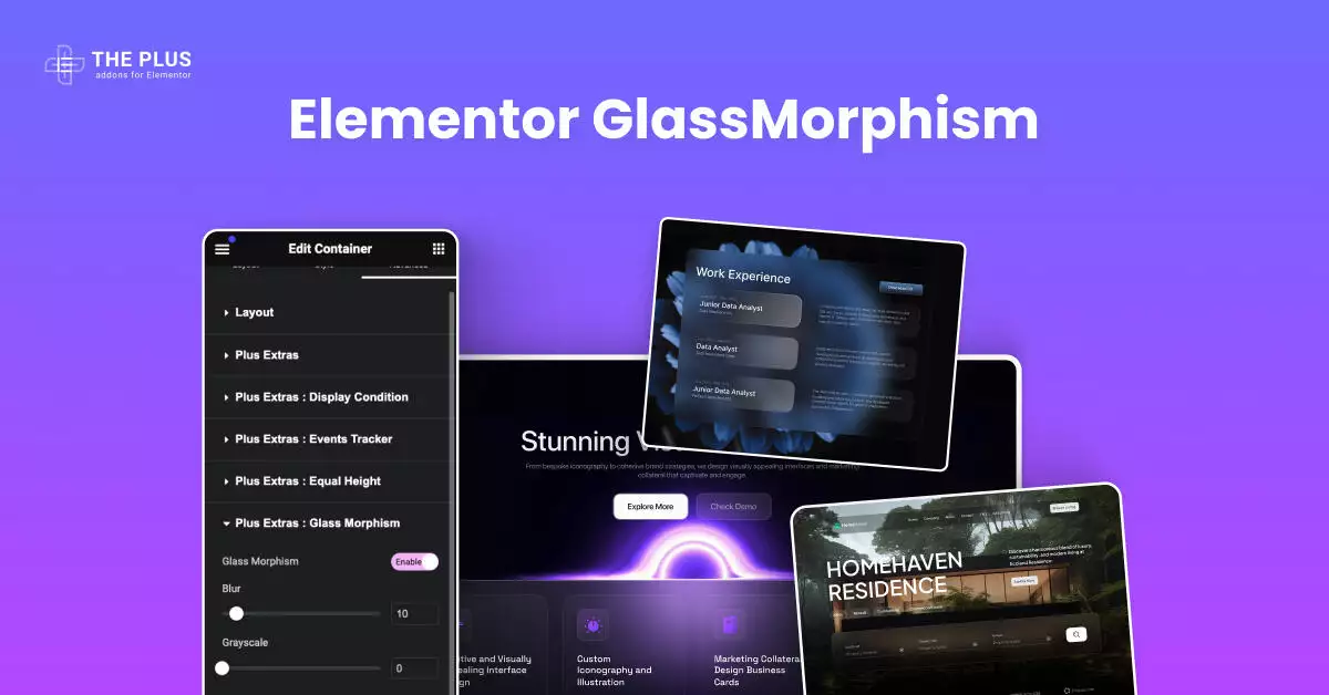 Feature elementor glassmorphism 1 elementor glassmorphism from the plus addons for elementor