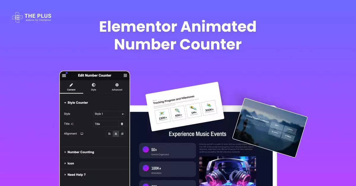 Feature image number counter elementor number counter widget [multiple animation styles] from the plus addons for elementor